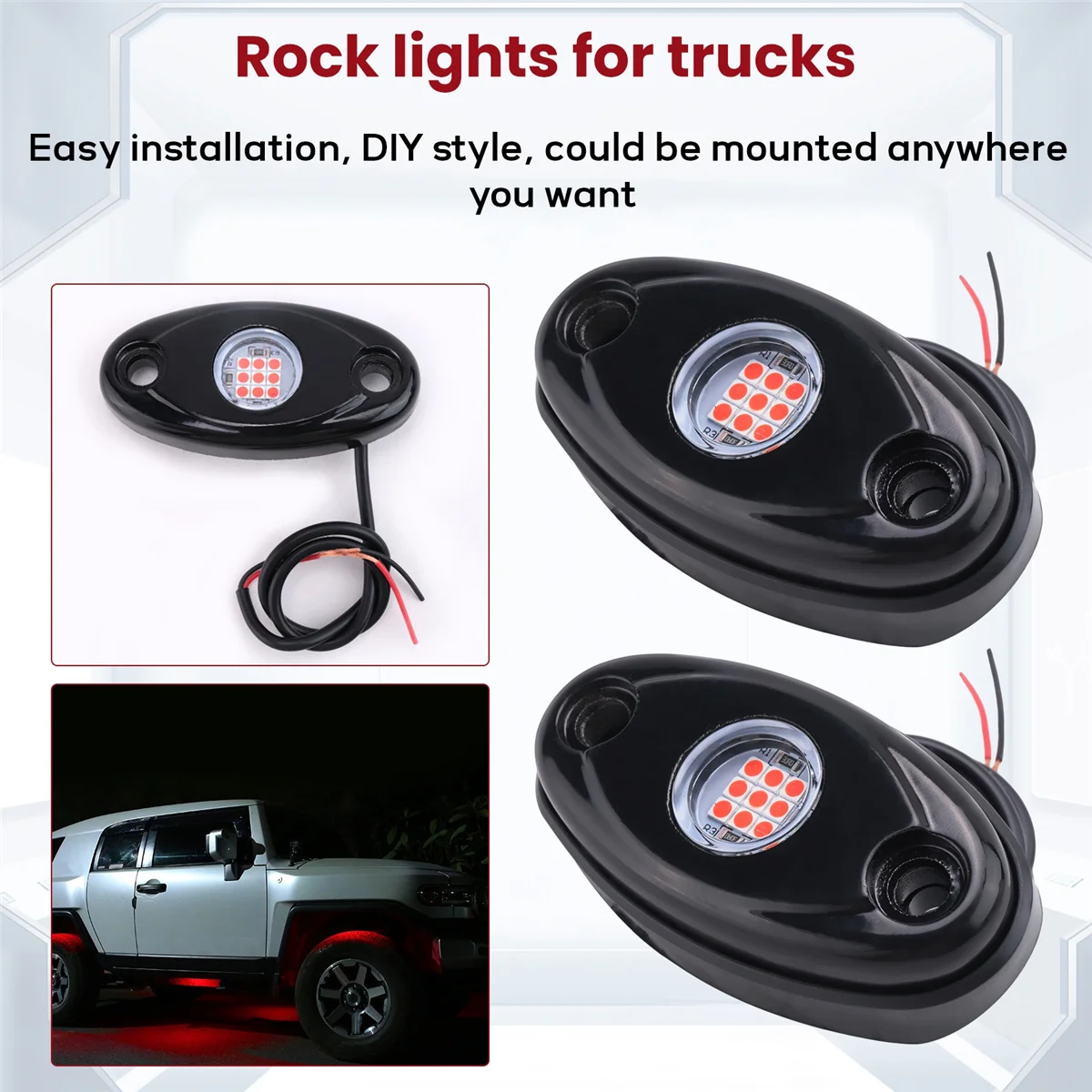 QUAI-IT4 القرون LED مجموعة أضواء الصخور مقاوم للماء Underglow LED النيون درب تلاعب أضواء لشاحنة جيب ATV رابتور الطرق الوعرة