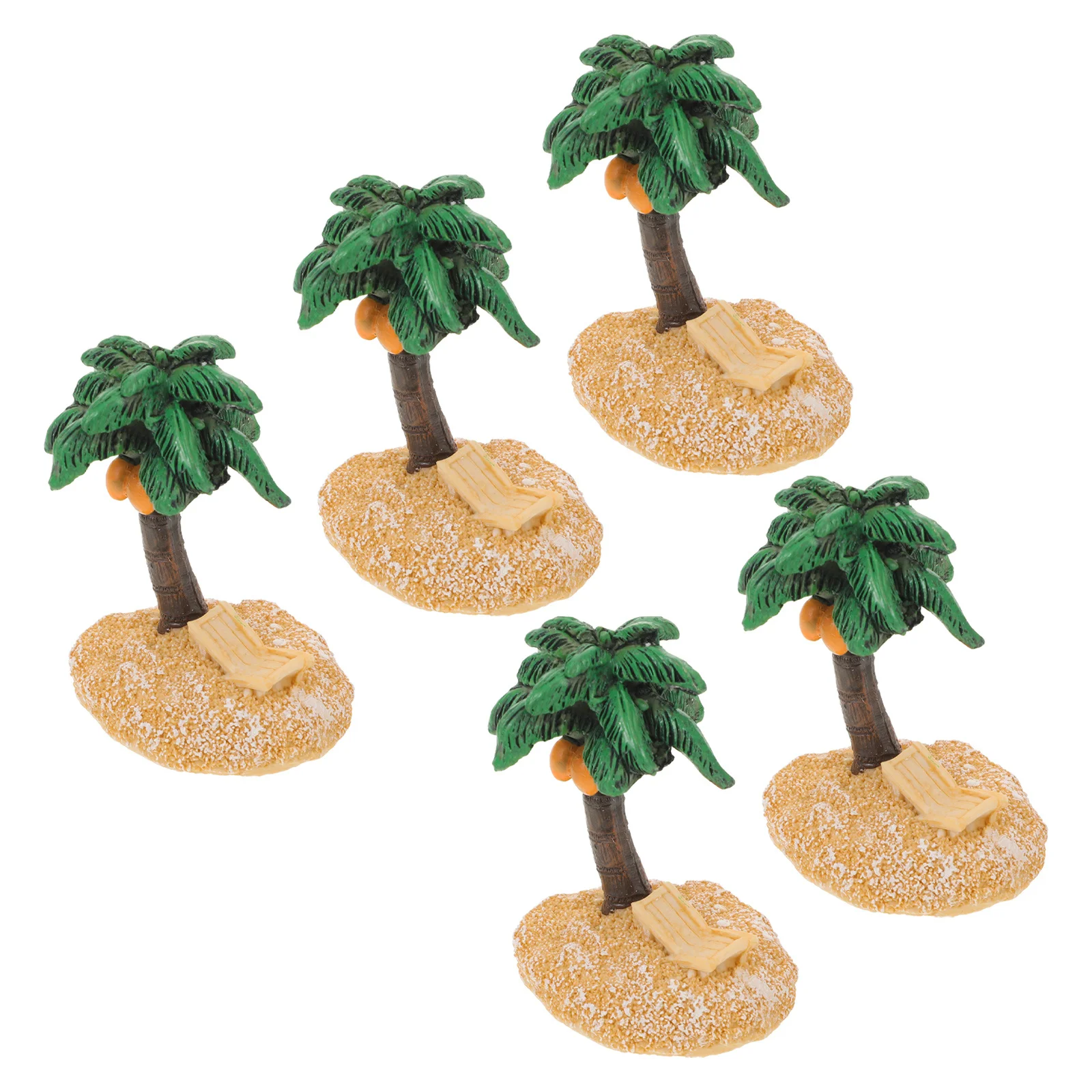 

5pcs Miniature Coconut Palm Tree Artificial Resin Plants Simulation Tropical Decor For Aquarium Fish Tank Beach