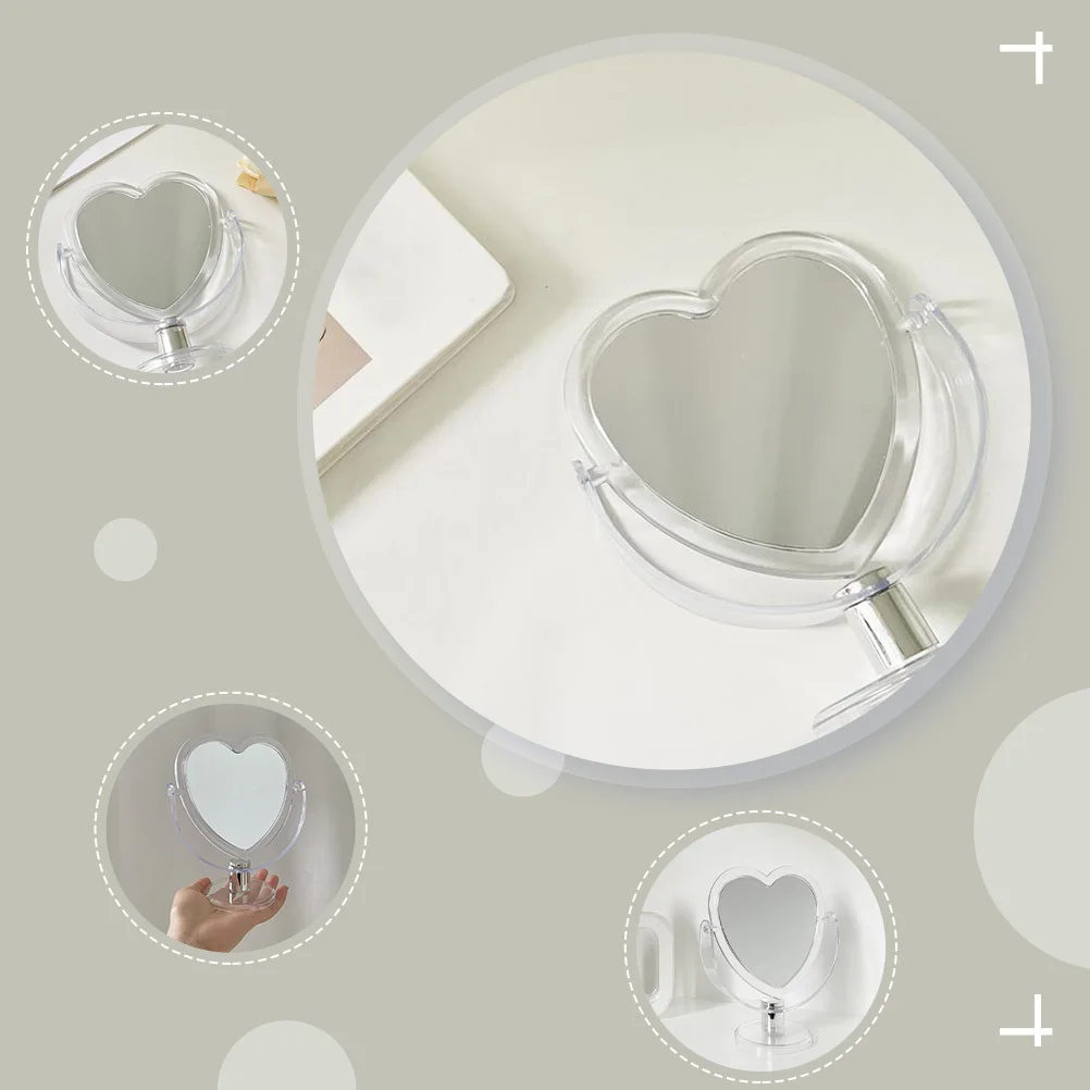 

1Pcs Heart Shaped Acrylic Makeup Mirror Table Desktop Standing Mirror Bedroom Vanity Decoration Dresser Decoration