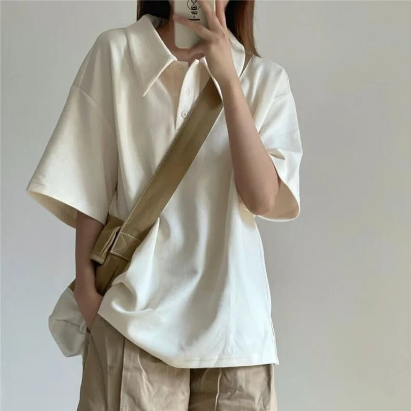 T-shirts for Women Short-sleeve Summer Loose Casual Cozy Solid Simple Футболка Женский Korean Style Fashion Basic Students Daily