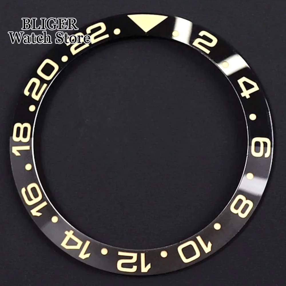Neuer Slope Schwarz Grau 38 mm * 30,6 mm Hochwertiger Keramik-/Legierungs-Lünetteneinsatz passend für 40 mm NH35 NH34 GMT Automatikuhr
