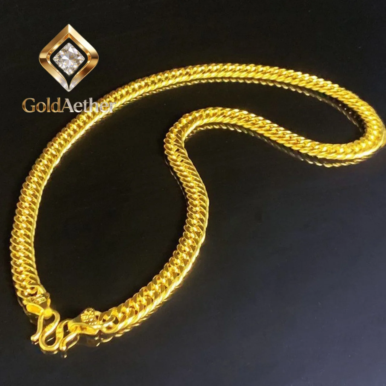 

Золотая цепочка GoldNouveau 24K AU999 из настоящего золота, витая, унисекс, 10 мм, 60 см, массивная полированная цепь-гурб, мужское ожерелье Sideways Boss