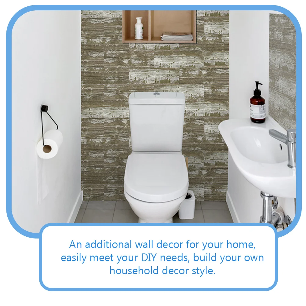 

9pcs Wood Grain Peel Stick Sticker Waterproof Wall Sticker For Home Kitchen Bathroom Floor Tile Decals Removable Eva Material