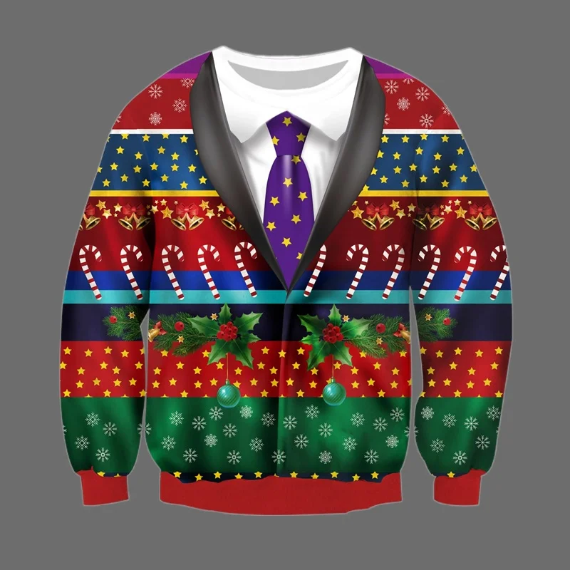 Moda brutto maglione natalizio uomo donna stampa 3d divertente felpa natalizia girocollo manica lunga pullover felpe con cappuccio oversize