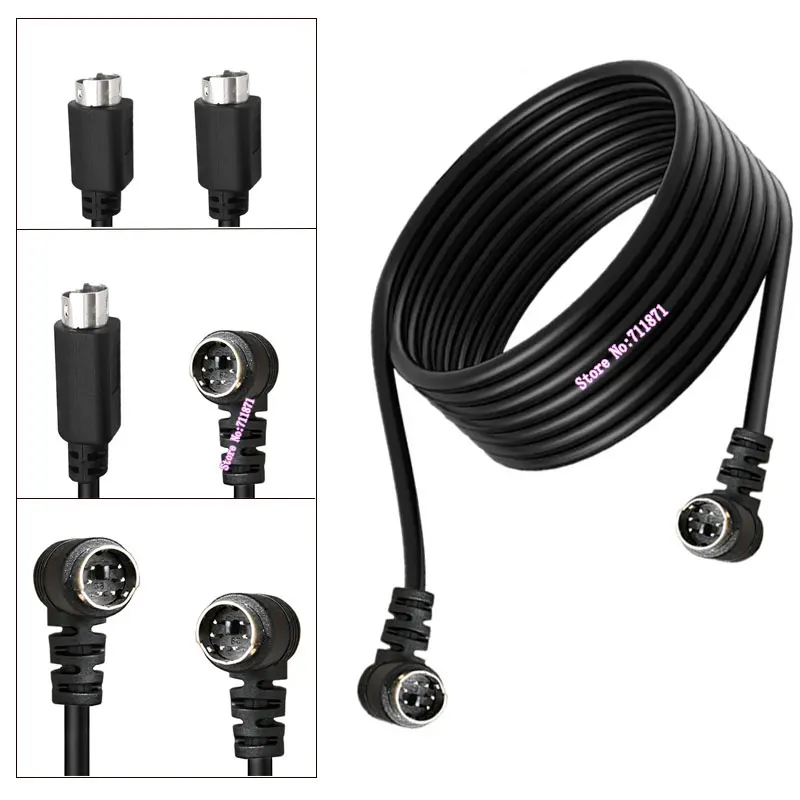 Right Angle Elbow Male to Male 6 Needle 6Pin S-Video Mini Din Cable Line 90 Degree 6 Pin S-Video Line Wire Cord Mini DIN 6P Line