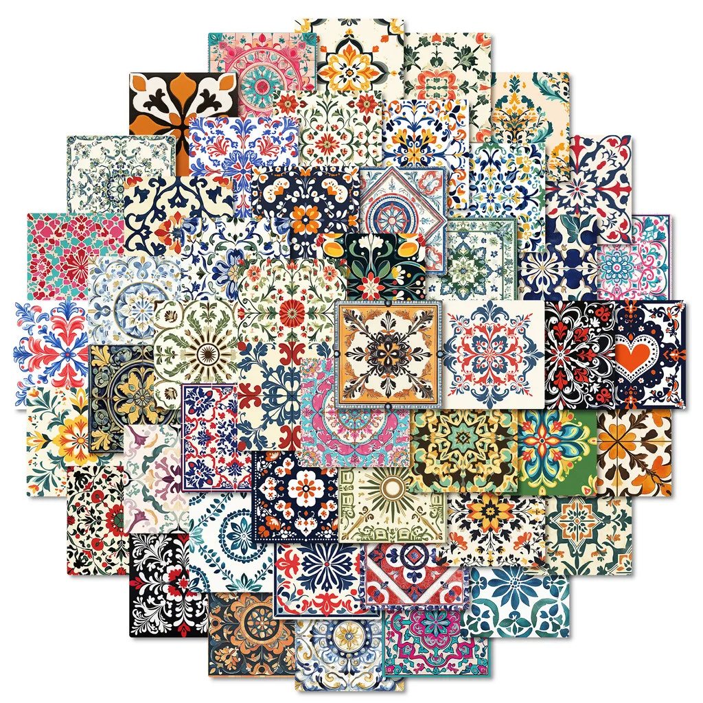 

50Pcs Original Vintage Art Tile Stickers - DIY Waterproof Decals for Fridge Skateboard Phone Case Decoration AnimeWorlds Store