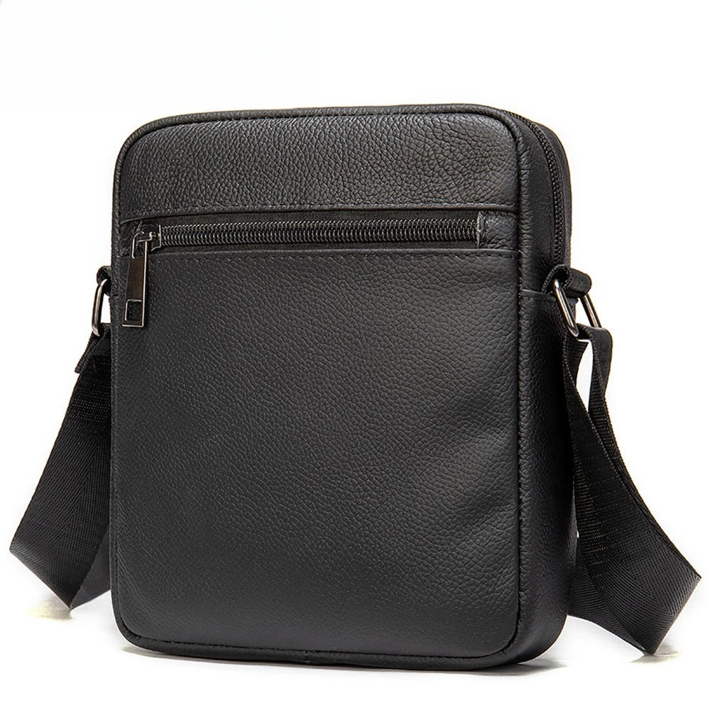 

Genuine Leather Men's Shoulder Bags Black Messenger Bags Small Crossbody Bags for Man 7362