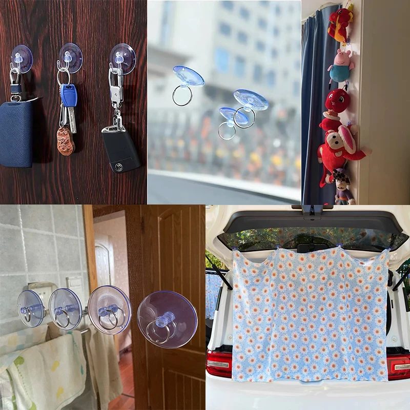 Ventosas transparentes de PVC con cabeza de seta, ganchos de succión de 35mm, fuerte vacío, ventana, pared, coche, herramientas colgantes de vidrio,