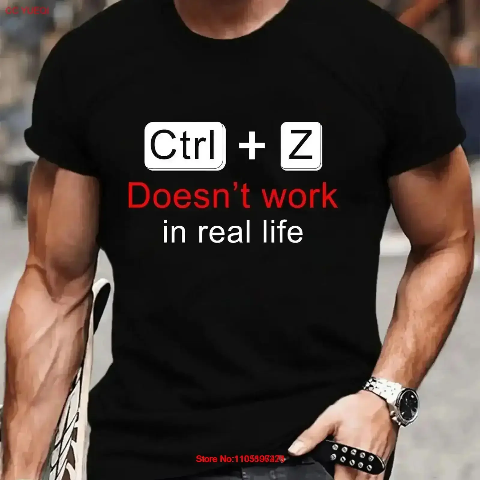 Ctrl Z doesn't work in real life T Shirt Funny Undo key tee top vintage Washed Slightly streetwear fashion Breathable Stretched
