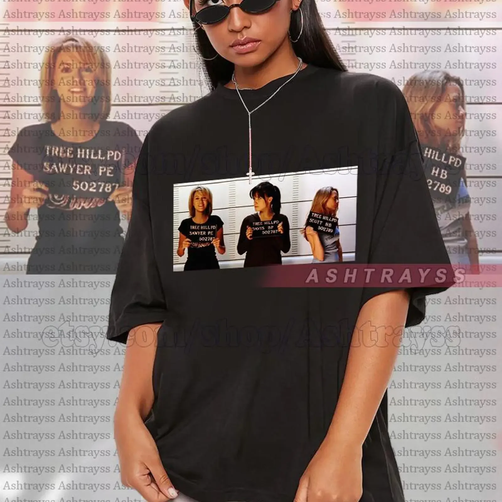 Camiseta con estampado de Peyton Brooke y Haley tomando fotos de identificación, estilo vintage, unisex, para uso diario, transpirable