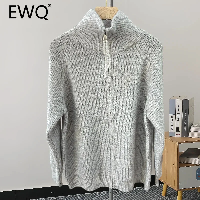 

EWQ Versatile Zipper Knitted Sweater Women Casual Turtleneck Long Sleeve Simplicity Pullover Top Clothing 2024 Autumn New 27X515