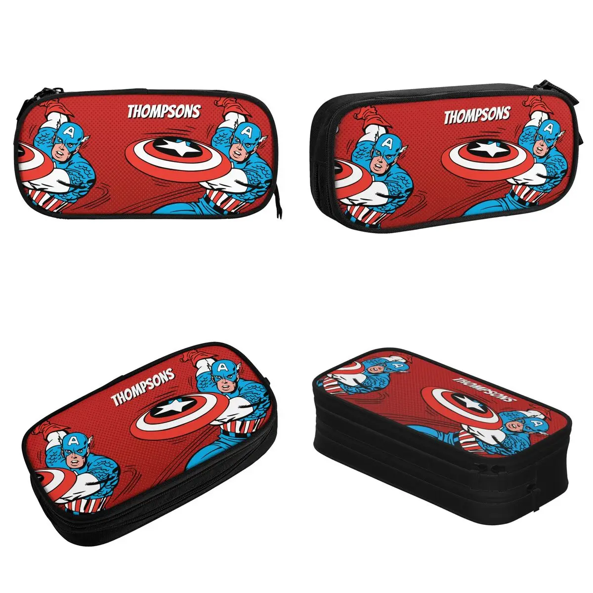 Captain America Shield Slash Pencil Case Lovely Pen Bag Student Large Storage Students School Zipper Pencilcases