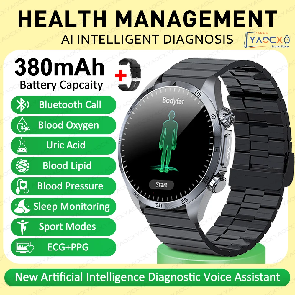 2026 Gloednieuwe upgrade Gezondheidscheck Smartwatch ECG Bloedlipiden Urinezuur Lichaamsvet Sport Waterdichte Smartwatch Voor Mannen en Vrouwen