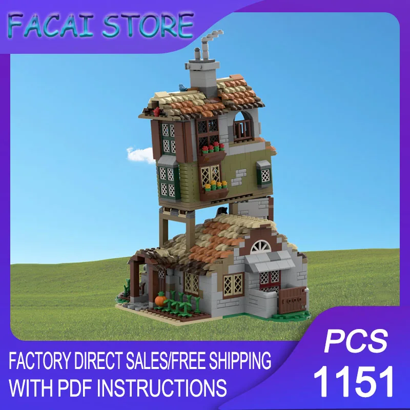 

Medieval Castle Model Moc Building Bricks Modular The Burrow Model Technology Block Christmas DIY Street Toy Construction Gift