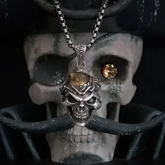 Japanese Anime Sword Wind Legend Skull Knight Pendant Necklace Personality Trend Men and Women Fashion Necklace Gift