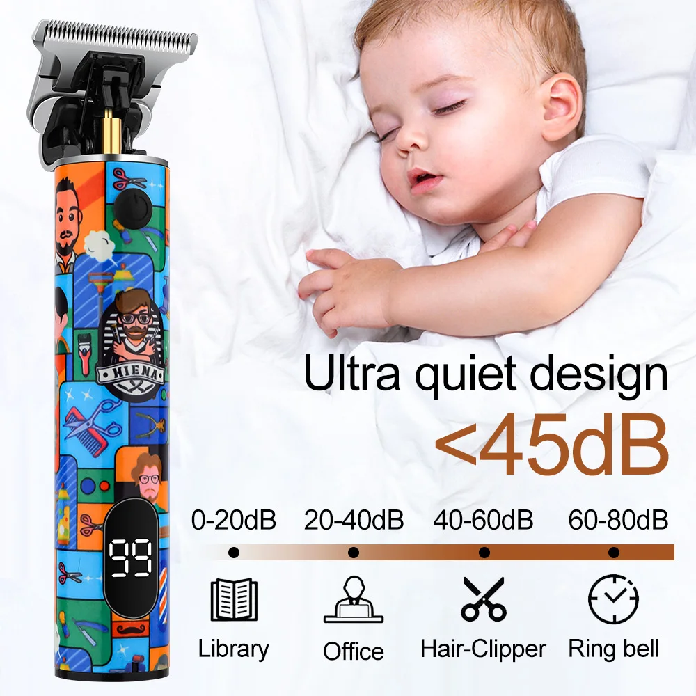 Hiena máquina de cortar cabelo elétrica corte de cabelo maching aparador sem fio masculino profissional máquina recarregável corte de cabelo barbeiro