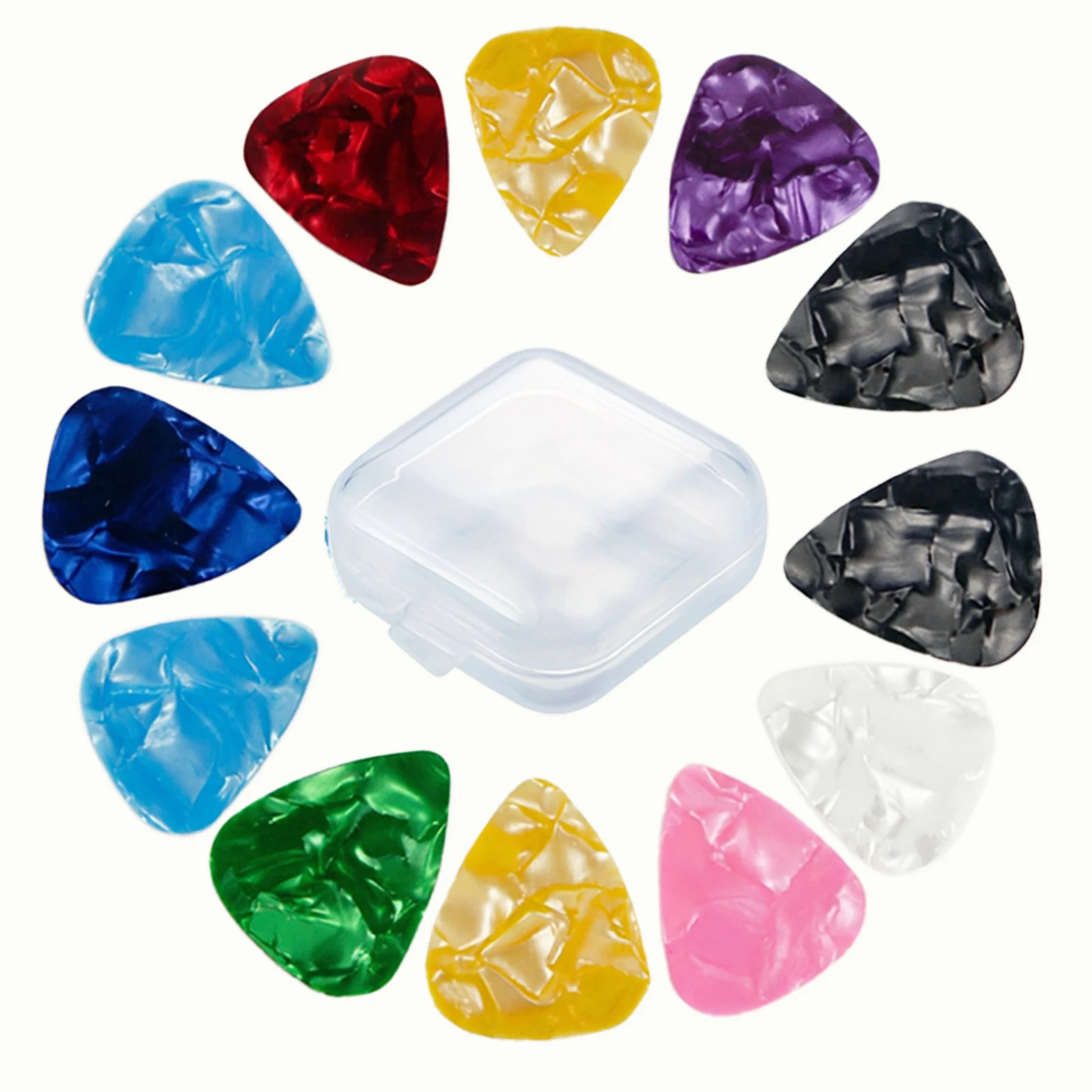 12/24 Pcs Guitar Picks with Pick Holder Set, 0.46mm, for Acoustic Guitar, Electric Guitar, Bass, Ukulele