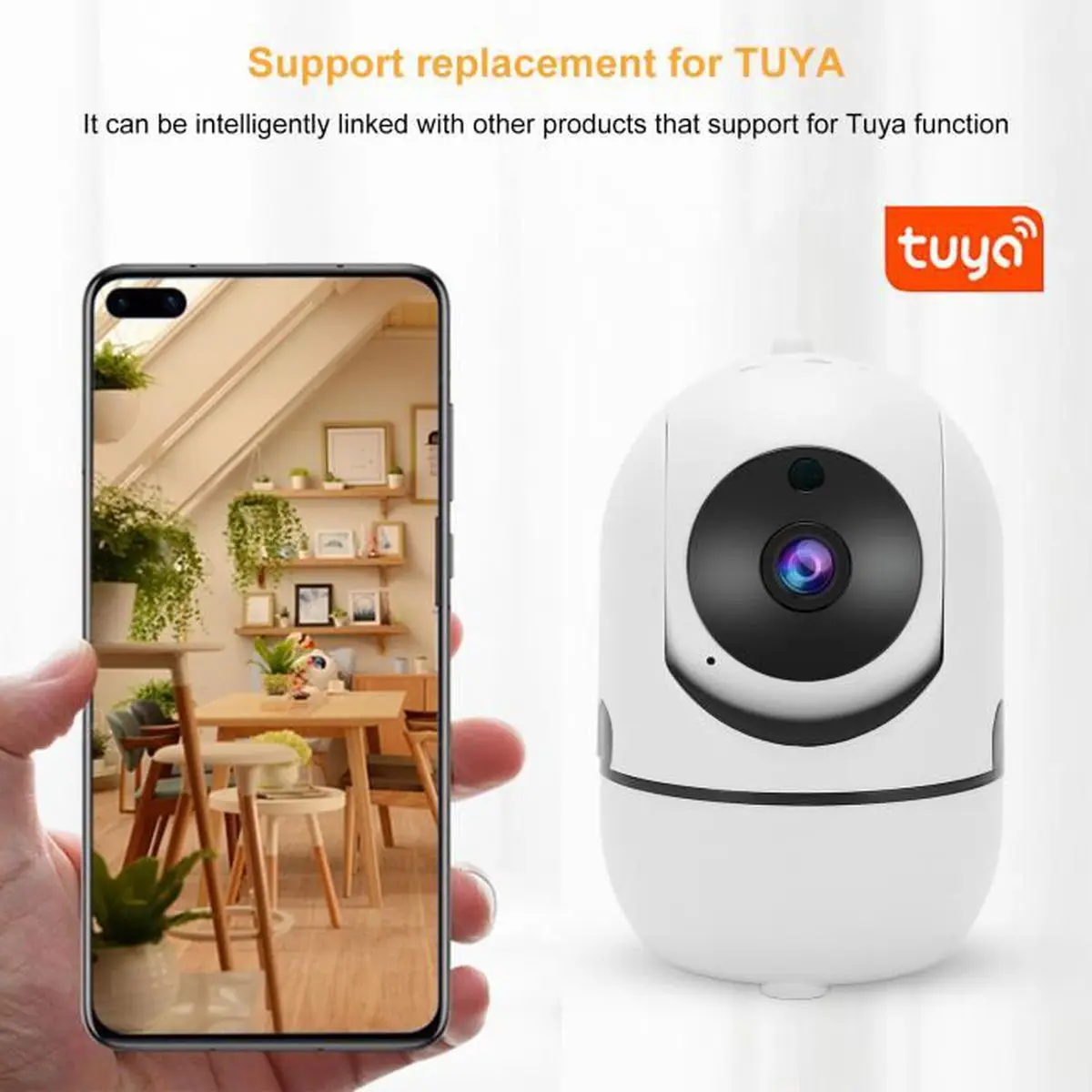 Tuya APP Controlled 1080P 2MP WiFi PTZ IP Camera with IR Night Vision Motion Detection AI Humanoid Security CCTV Baby Monitor