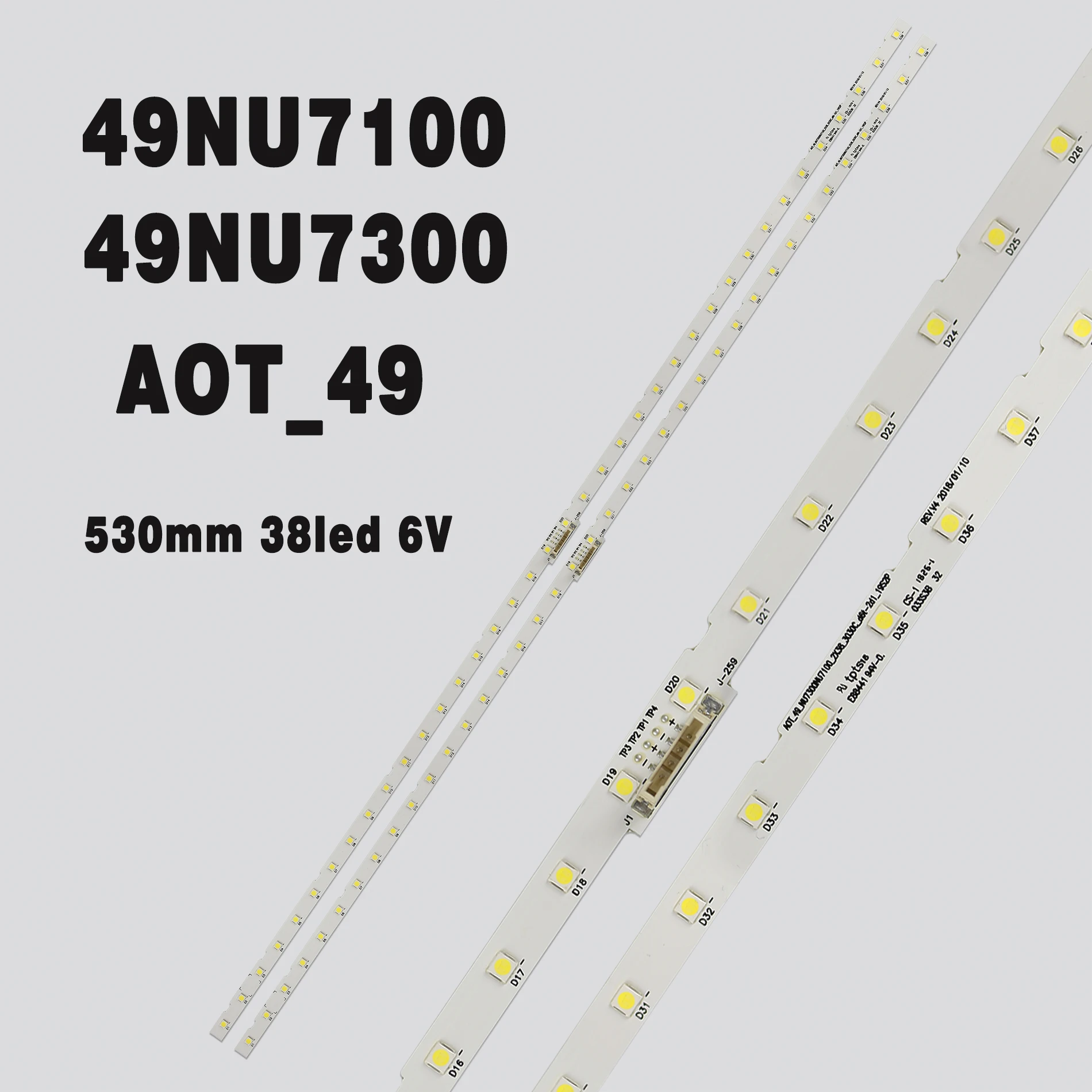 LED Backlight Strip for Samsung UE49NU7172 UE49NU7140U UE49NU7172U UE49NU7670 NU7100_STS49081_38LEDS_3030F AOT_49_NU7300