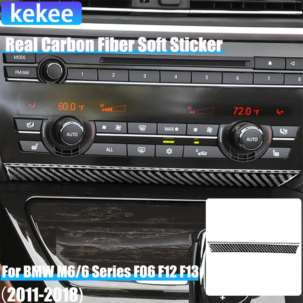 

Real Carbon Fiber Car Accessories Climate Control Strip Cover Soft Sticker For BMW 6 Series/M6 F06 F12 F13 M Sport 2011—2018