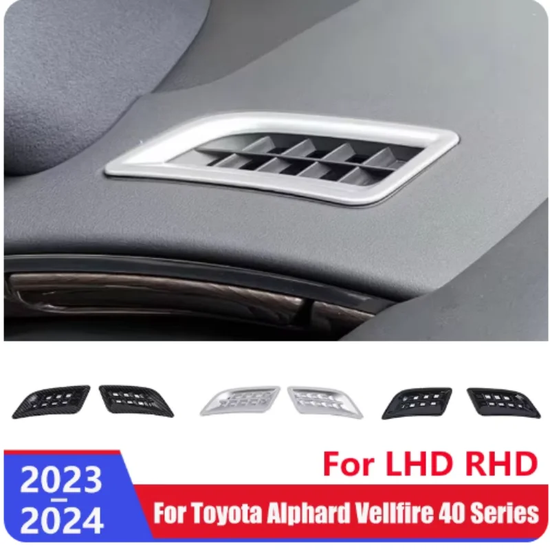 

For Toyota Alphard Vellfire 40 Series 2023 2024 ABS Silver/Black Car Front Panel Air Outlet Decorative Frame Inside Accessories