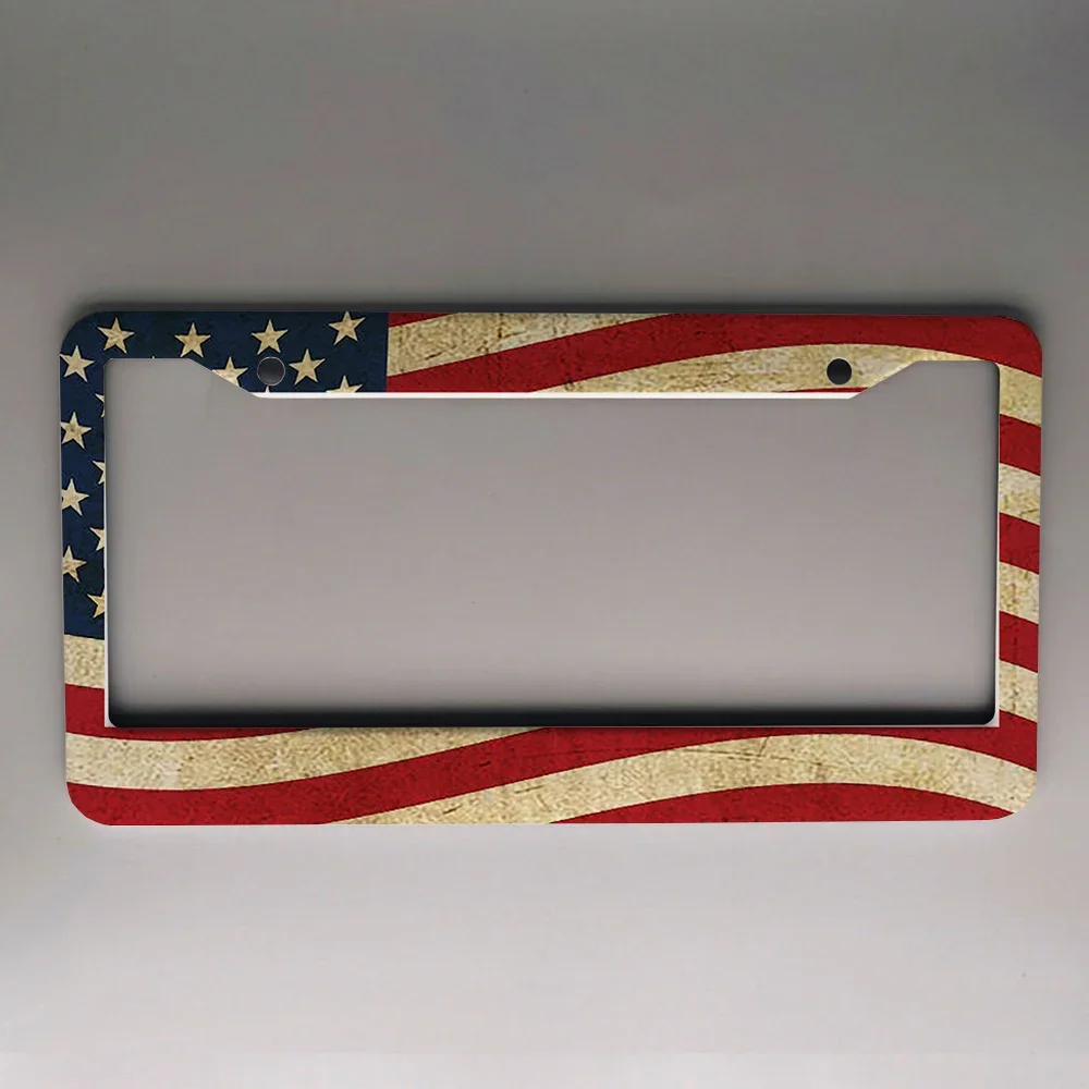 2 قطعة حامل لوحة ترخيص المواصفات الأمريكية أعلام أمريكية مختارة مع مسامير تزيين السيارة سيارة من سبائك الألومنيوم A8/28