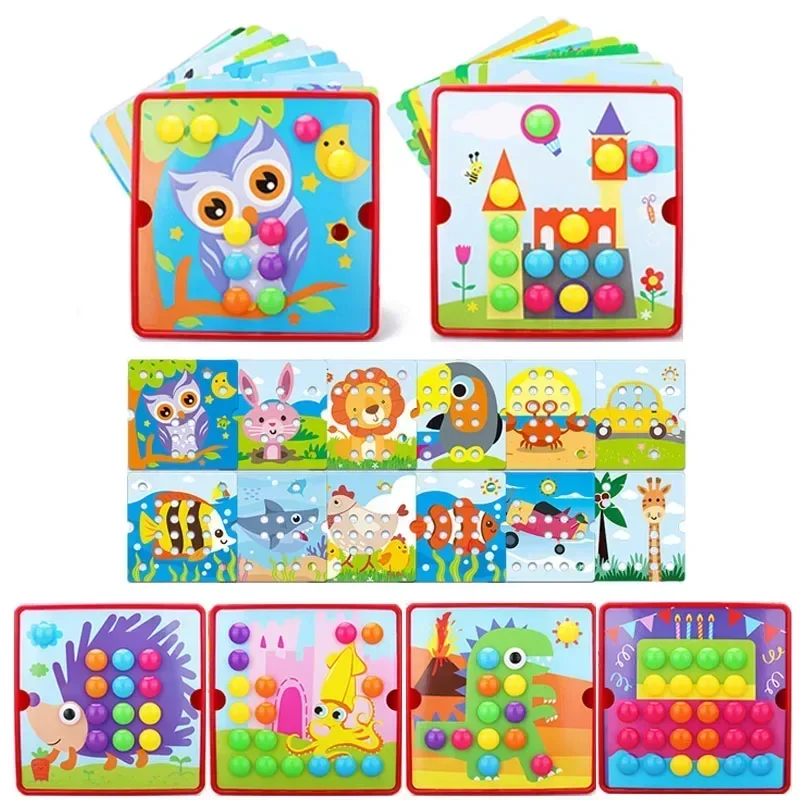 3D Pilz Nagel Puzzle Puzzle Spielzeug Montessori Baby Spielzeug Cartoon Tier Puzzles Spiel Kinder Frühen Pädagogisches Spielzeug Kinder Geschenke