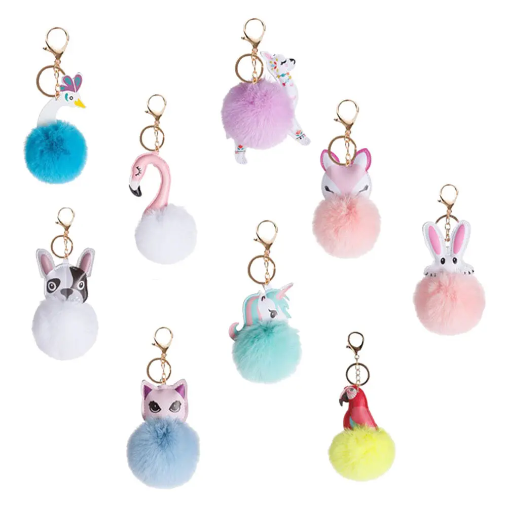 9Pcs Creative Hairball Keychain Set – Stylish Bag Pendant & Key Accessories Gift for Friends Family Celebration