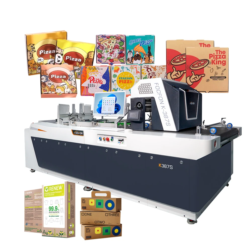 New Digital Automatic Inkjet Single Pass Printer HP Print Head 1 Year Warranty For Pizza Burger Box Corrugated Printing