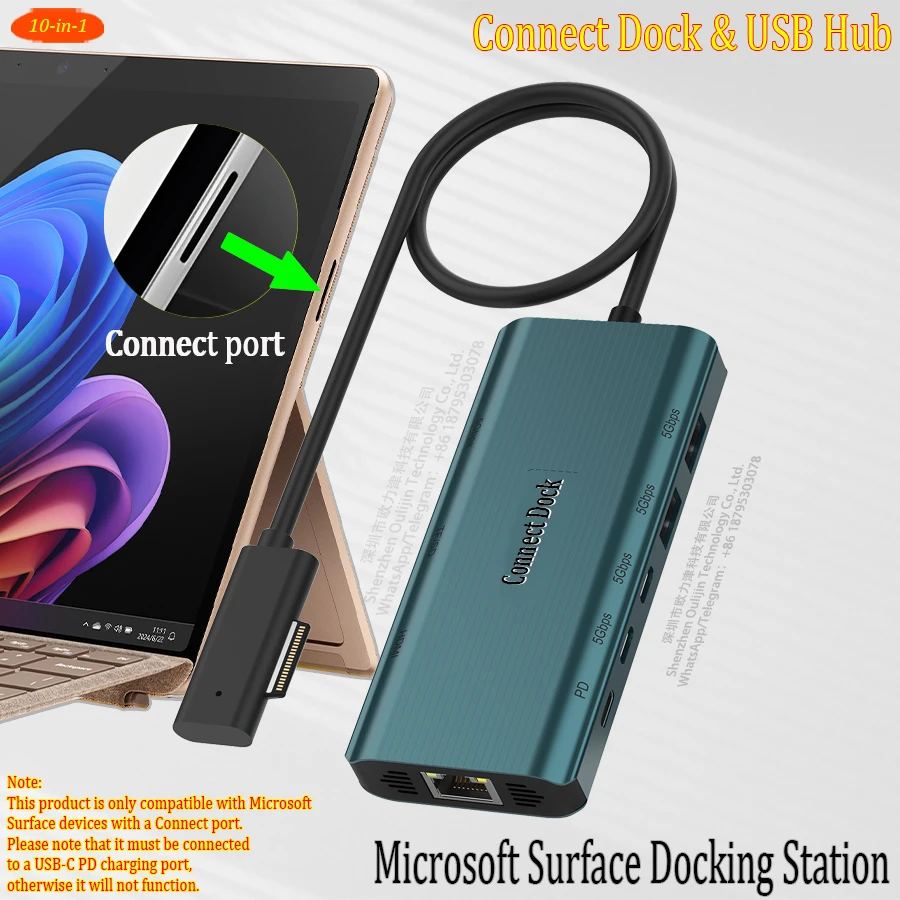 

Connect Dock Multi-USB 3.0 HUB HDMI 4K Surface Pro Docking Station for Surface Pro, Surface Laptop/Studio/Go, Surface Book, Go