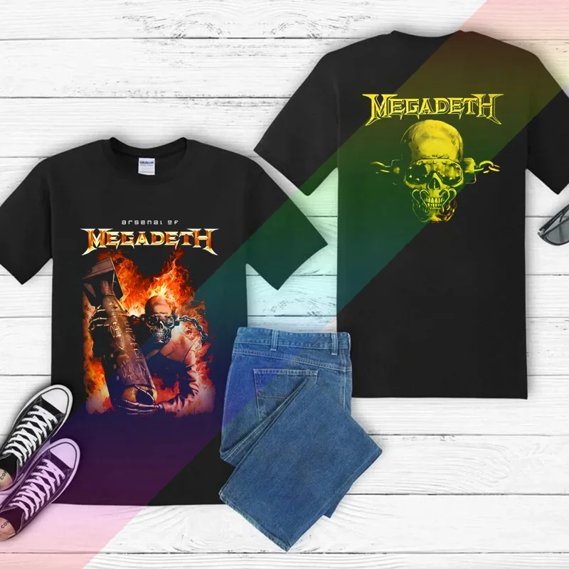 

2024 Men T Shirt Casual Megadeths Music Enthusiast T-Shirt Arsenal Von Graphic Summer Short Sleeves 100% Cotton S-3XL Cool Tee