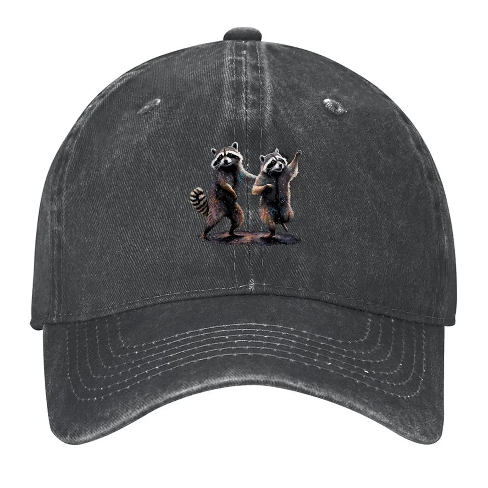 Novos Guaxinins Dançantes Fofos, Just Dance! Boné de beisebol, chapéus engraçados, bonés de luxo, chapéu masculino, boné de designer, boné feminino, masculino