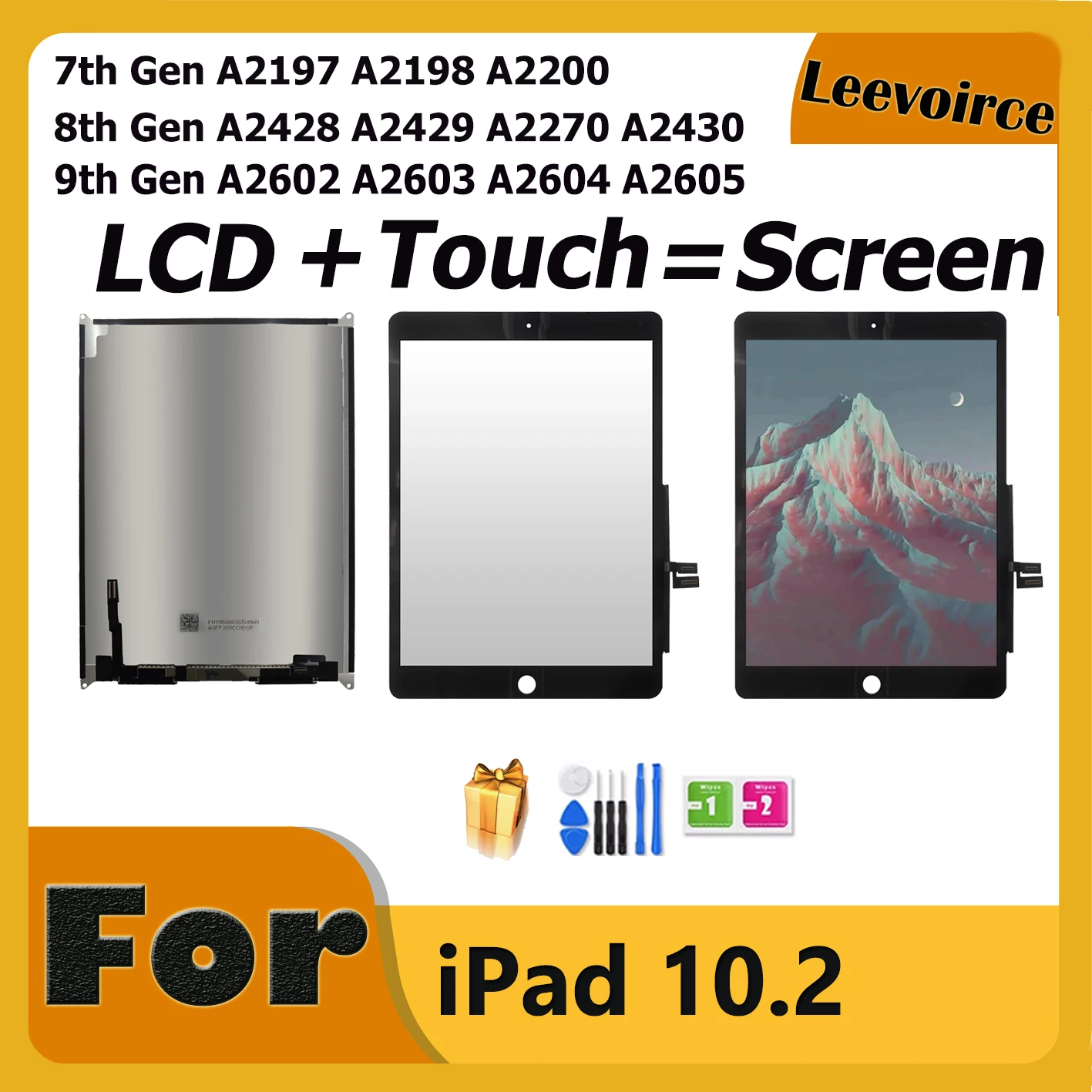 10.2 LCD +Touch Screen = Display For iPad 10.2 2019 7th Gen A2197 A2198 /8th 2020 A2270 A2430 A2428 /9th A2602 A2603 Replacement