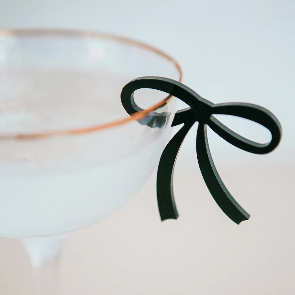 Wedding Butterfly Table Decoration Bow Drink Tag Charm Engagement Party Goblet Glass Accessories Anniversary Decoration