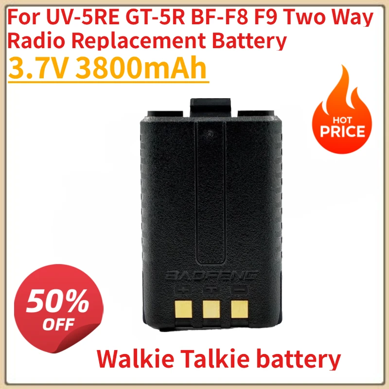 

New UV-5R Walkie Talkie battery 3800mAh Thicker Extended For UV-5RE GT-5R BF-F8 F9 Two Way Radio Replacement Battery