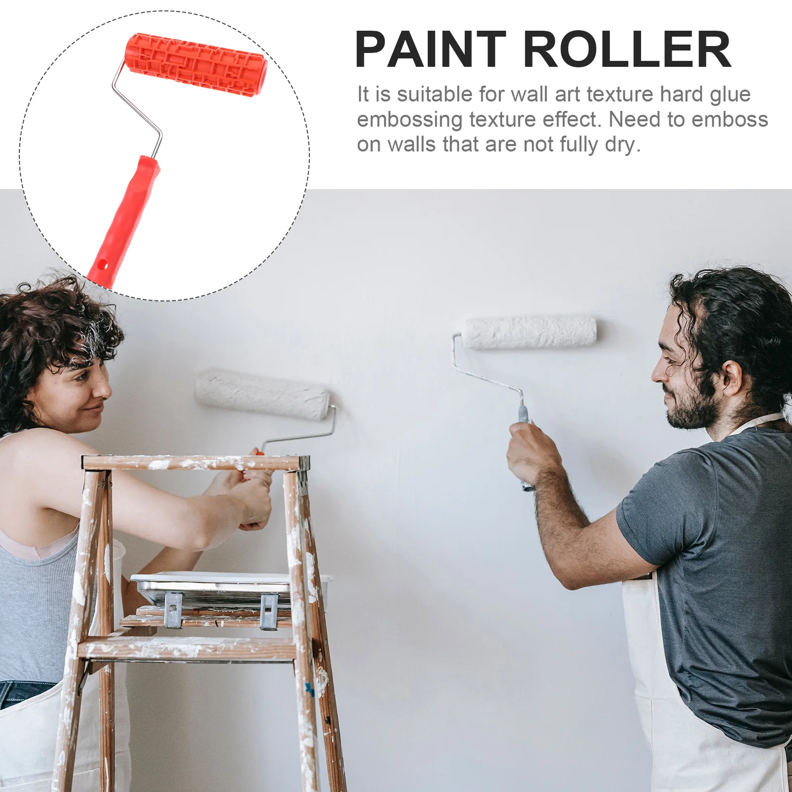 

7 Inch Premium Rubber Drywall Texture Roller for Wall Art Grain Paint Roller Reusable Brick Pattern Stencil Painting Tool