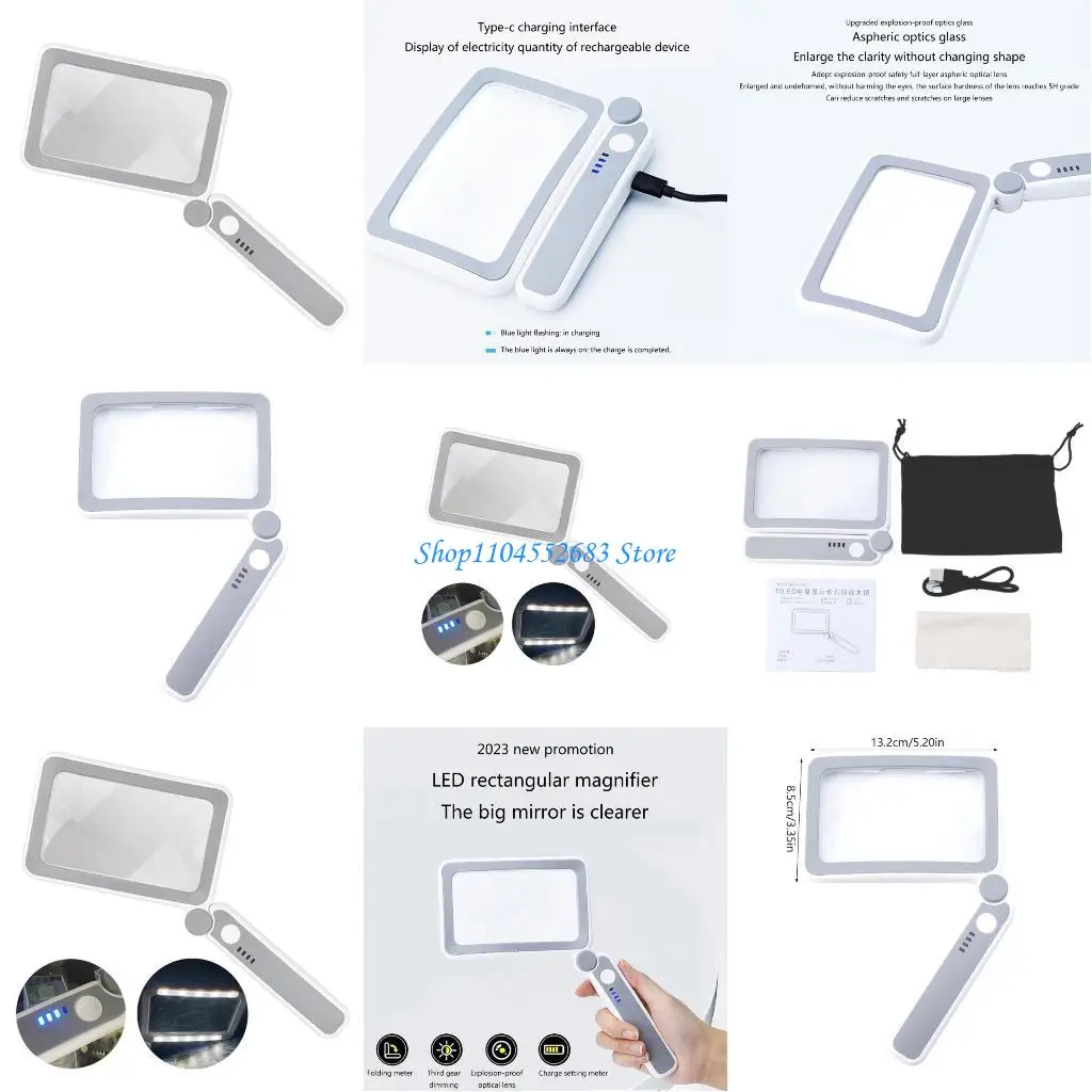 

Y6GD Handhelds Reading Glass Illuminated Magnifier 4Times Jewelry Watch Loupes