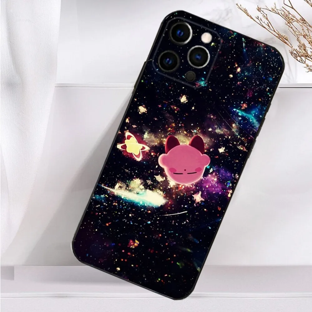 Cute P-Pink K-Kirbys Phone Case For iPhone 16,15,14,13,12,11 Plus,Pro Max,XS,X,XR,SE,Mini,8,7 Soft Silicone Black Cover