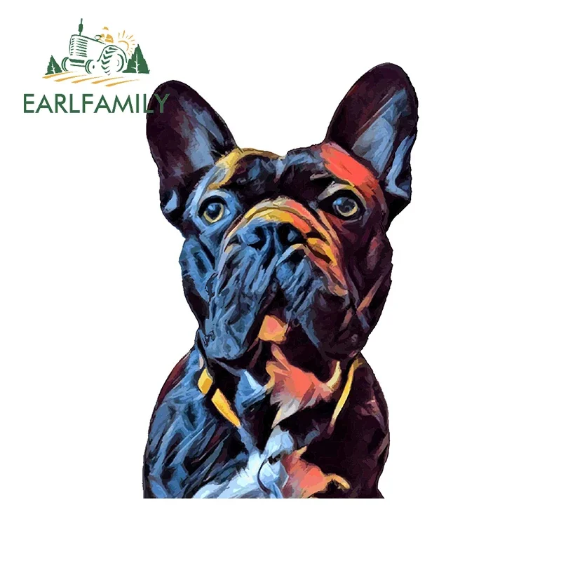 EARLFAMILY 13cm x 8.3cm Colorful French Bulldog Car Stickers Graffiti Animal Decal Windshield Creativite Scratch-Proof Decor