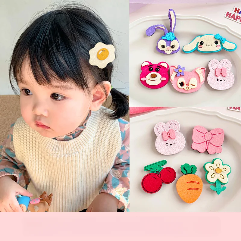 2023 New Girls Cartoon Headwear Baby Lovely Hairpin Children Soft Hair Clip Stickers Do Not Hurt Hair Kids Cute Hair Accessories