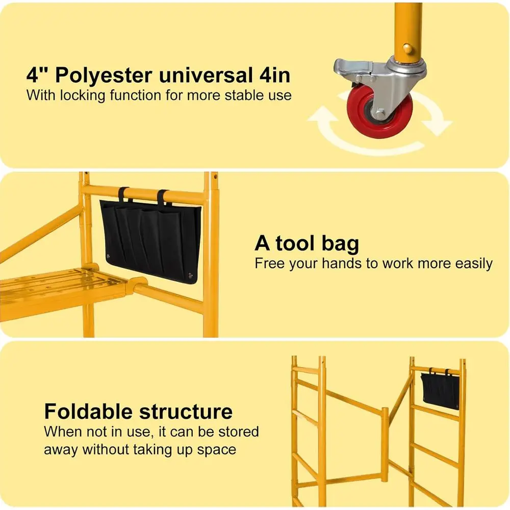 770 lbs Capacity Lockable Mobile Baking Scolding Platform, Yellow, 4 Out High