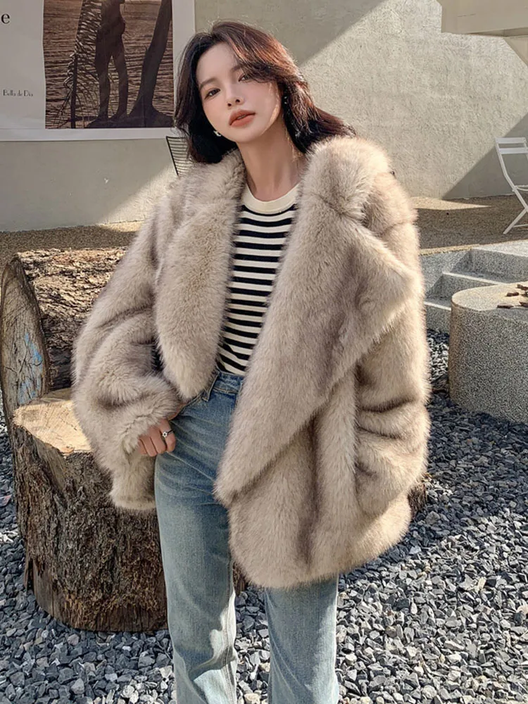 ZADORIN Winter Clothes Women 2024 Luxury Fluffy Fox Fur Faux Coat Women Faux Fur Jacket Vintage Chic Loose Fur Coats Outerwears