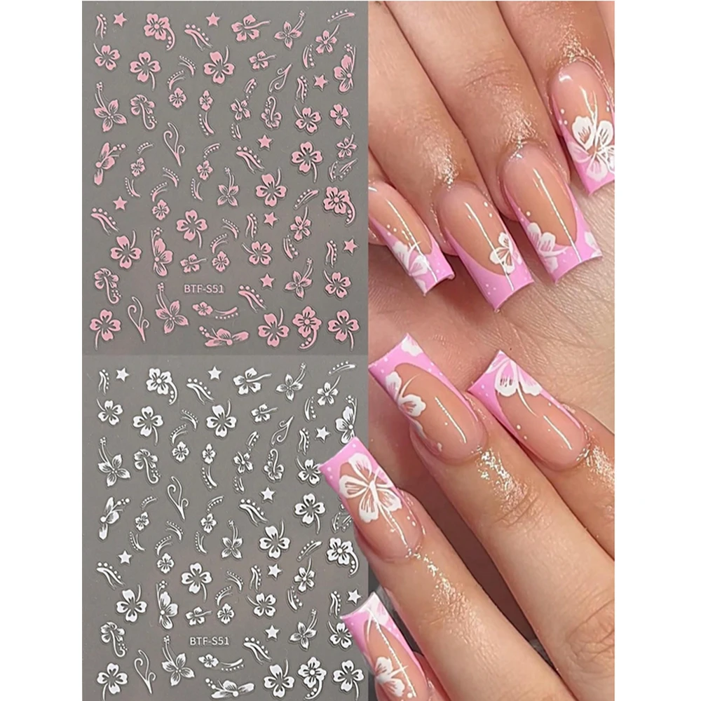 1 個 3D ハイビスカスの花ネイルステッカー自己粘着ハワイアンハイビスカスの花ネイルステッカー熱帯花びら夏マニキュア箔 # t