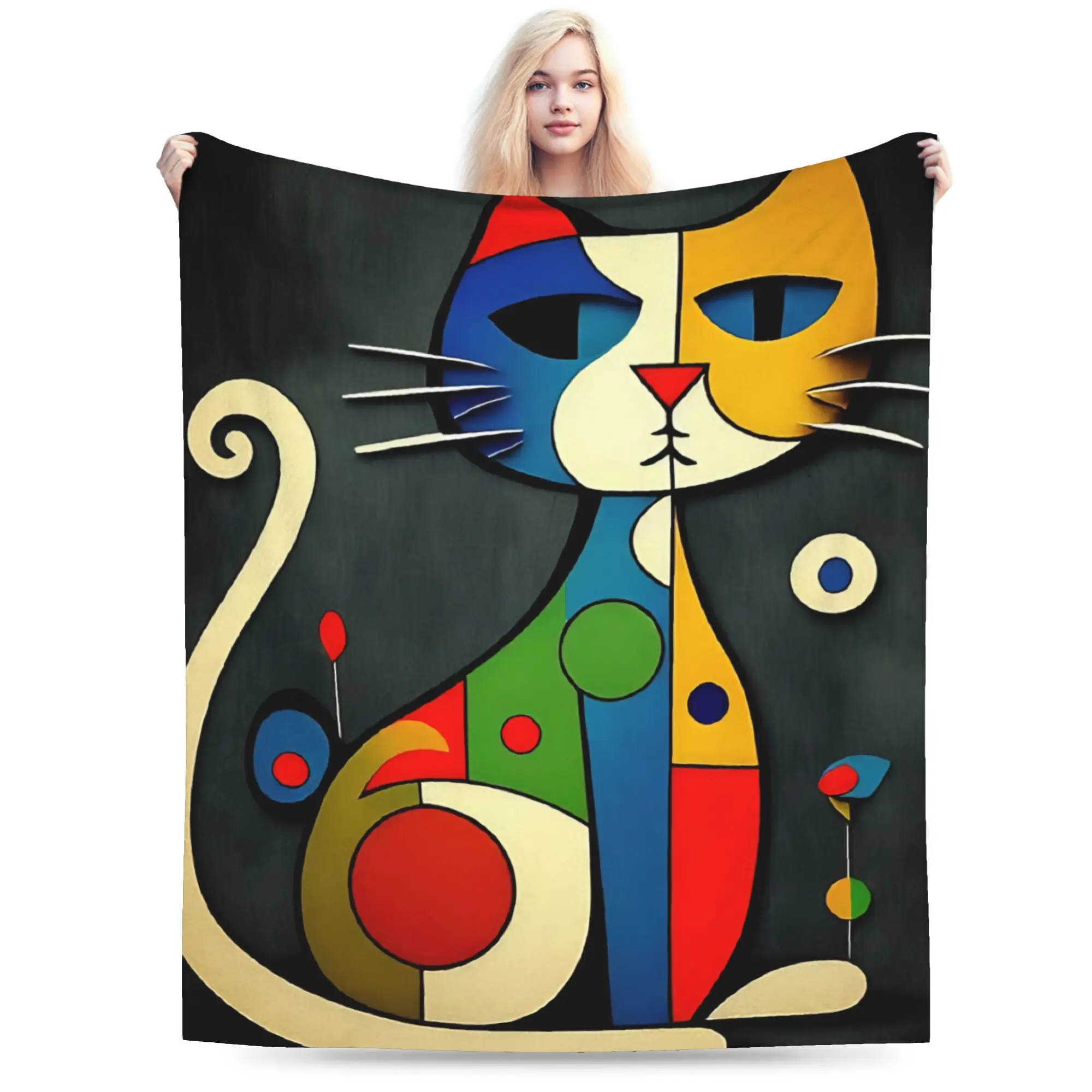 Retro Vintage Art Cute Cats  Plush Blanket Kids  Flannel Throw Blanket For Couch Bed Warm Custom Quality Bedspread Birthday Gift