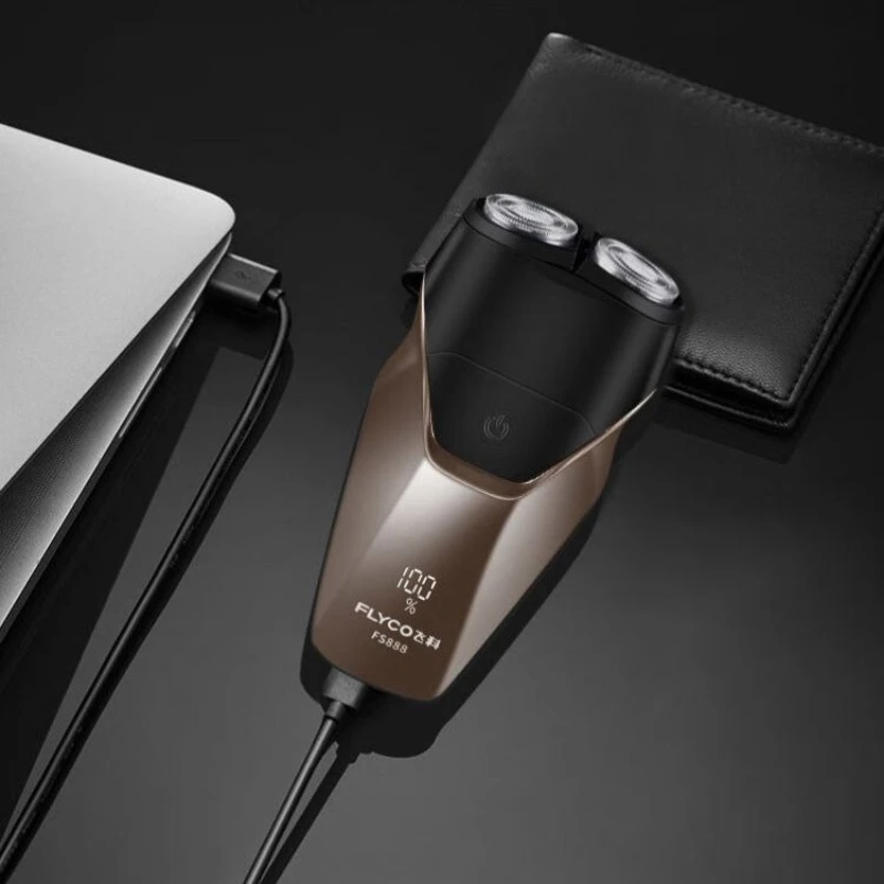 ماكينة حلاقة كهربائية صغيرة محمولة للرجال من Flyco FS888 ماكينة حلاقة ذكية جديدة مضادة للقرص IPX7 مقاومة للماء سعة شحن عرض الحلاقة