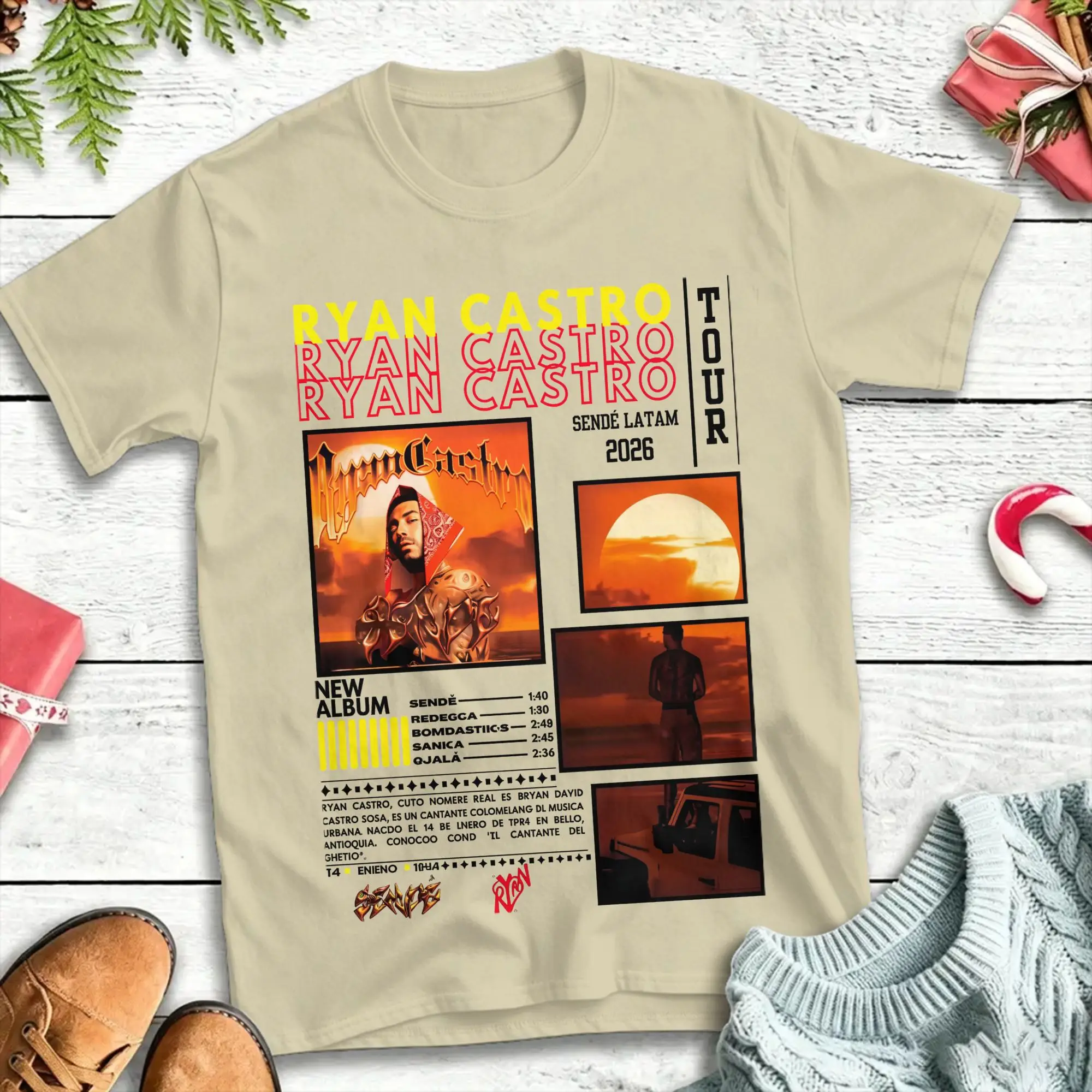 Men T-Shirt Ryan Castro singer  Vintage Cotton Tees Short Sleeve  T Shirts Round Neck Tops Plus Size