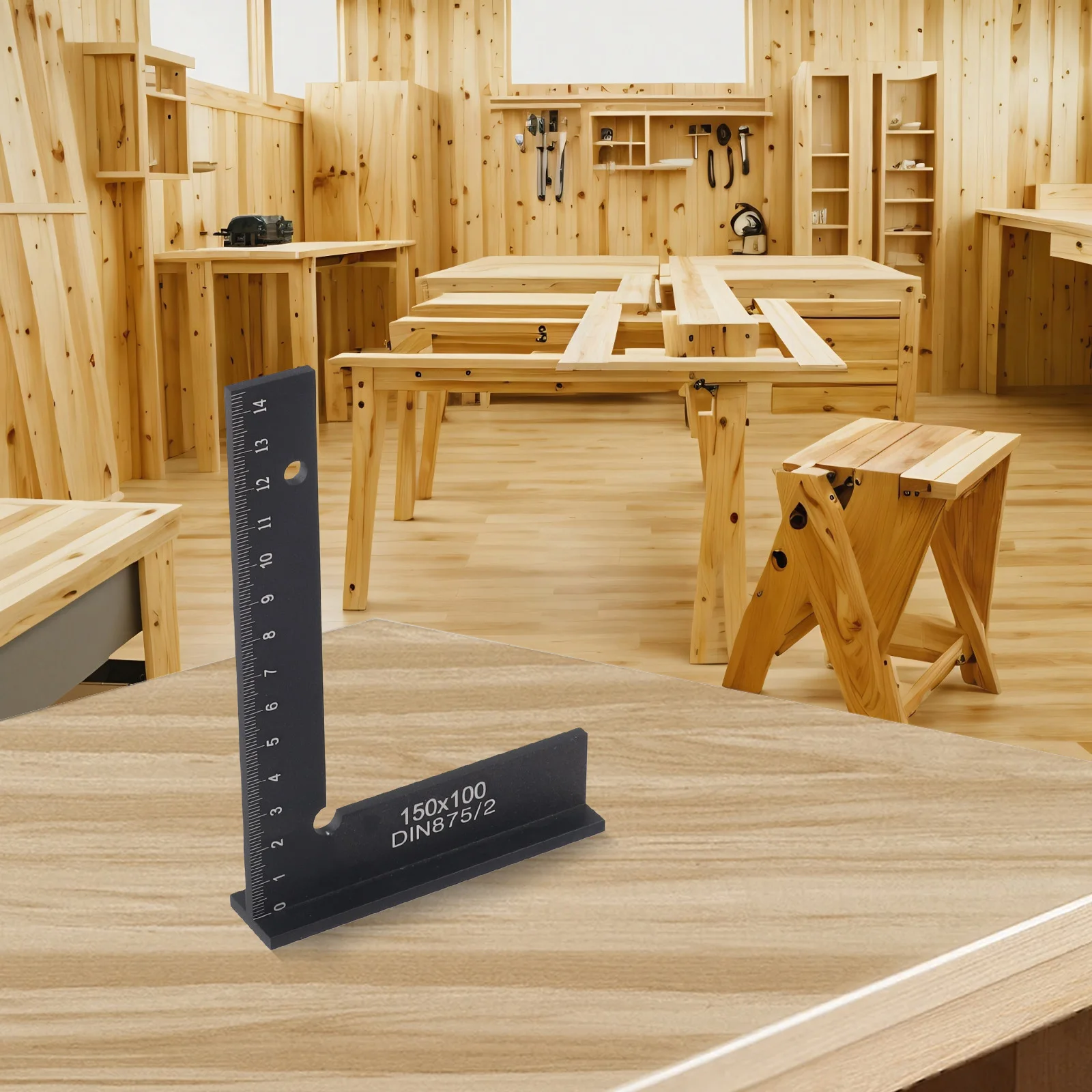 Aluminum Alloy 90 Degree Engineer Square Ruler With Wide Base Clear Scale For Precise Carpentry Cabinet Making Measurement
