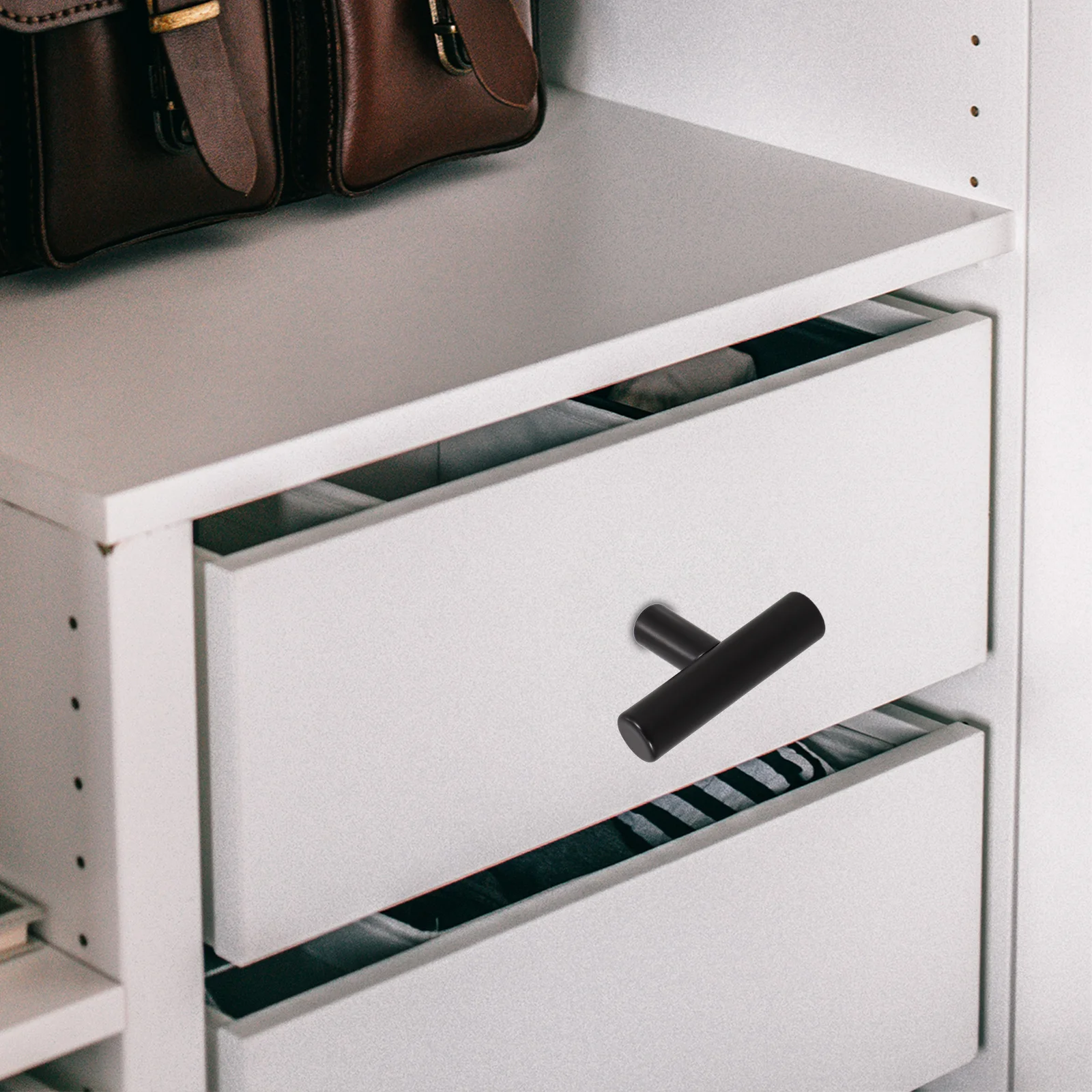 

10Pcs Matte Black Stainless Steel Hollow Drawer Pulls 50mm Cabinet Knobs for Kitchen Bathroom Modern Black Dresser Door Handles