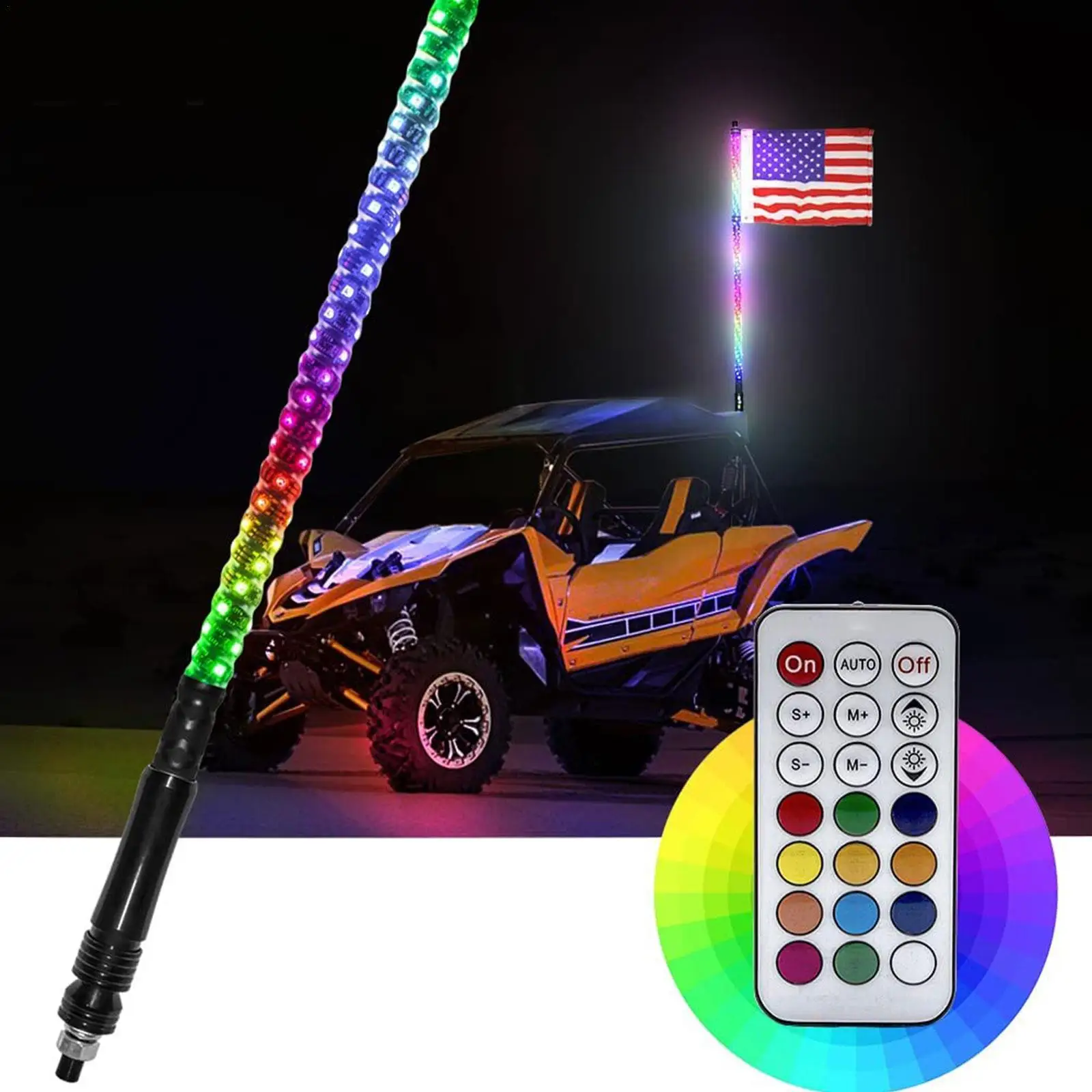 RGB LED Beach Marquee Lights For Car Off-Road Motorcycle Decoration Antenna Lamp Whip Flag Pole With Flag