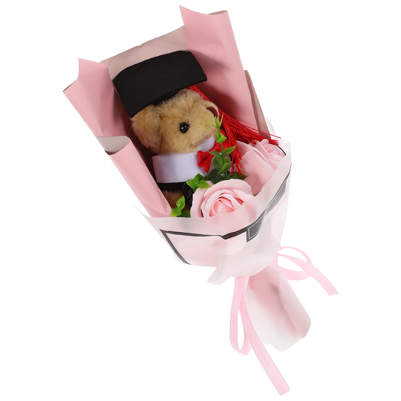 Graduation Bear Bouquet Stuffed Animal Artificial Flowers Paper Child Kid Gifts